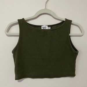 Olive Green High Neck Crop Top